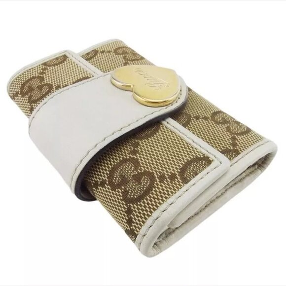 GUCCI key case lovely heart with GG canvas Authentic Used - Picture 8 of 16